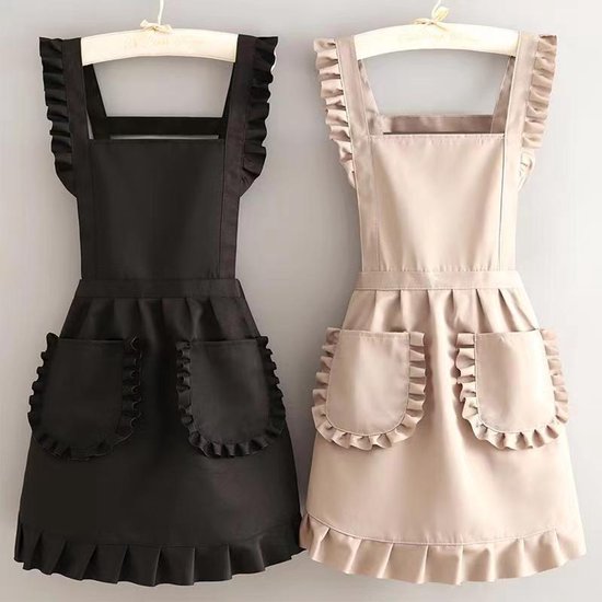 Aprons - 2-piece set - Kitchen aprons - Cooking aprons - Catering aprons - Ceramic aprons - Painting aprons - Black and off-white — image 3