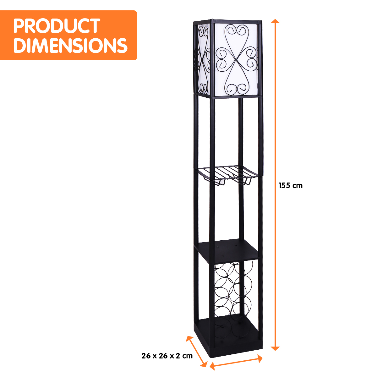 Sarantino Metal Etagere Floor Lamp with Wine Holder Shelf โ image 3