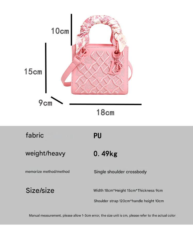 Elegant Embossed PU Leather Handbag with Scarf Detail - Versatile Top-Handle & Crossbody Bag(black) — image 4
