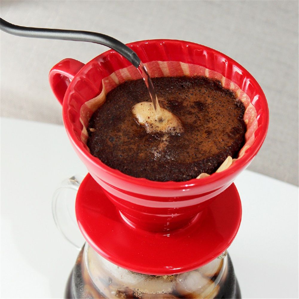 Pour Over Coffee Maker, Single Cup Coffee Dripper, Manual Porcelain Slow Brewing Accessories for Travel, Camping, Office, Home, Cafe, Coffee Gifts (Red — image 2