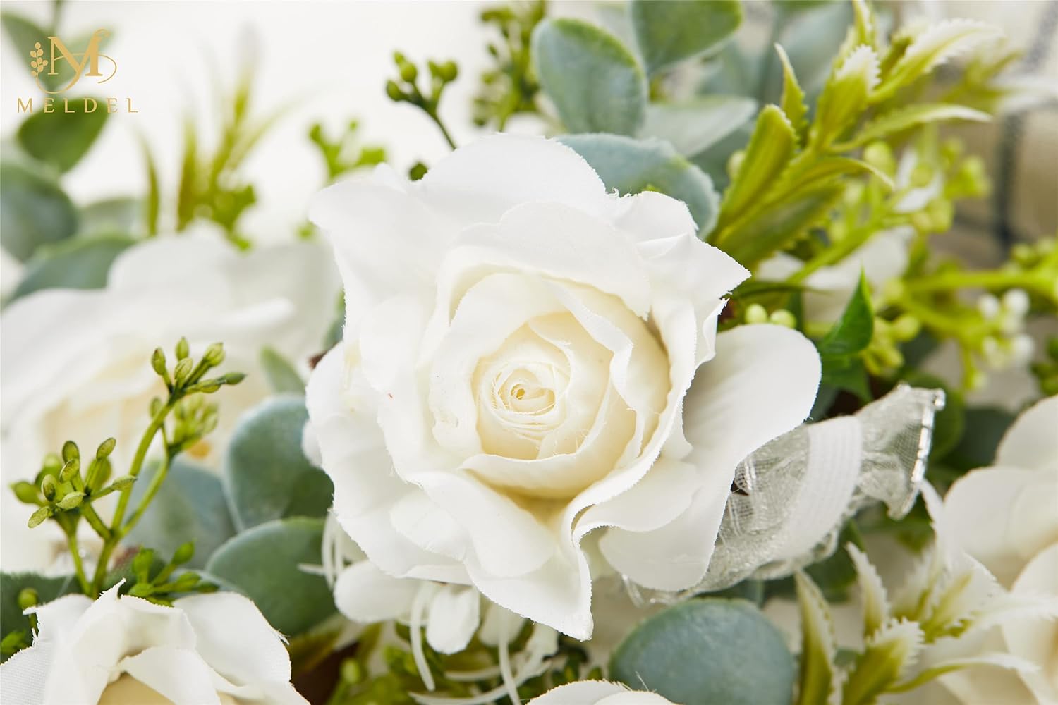 White Ivory Rose Wrist Corsage, Set of 6, Wedding Bridal Flower Corsage Hand Decor for Prom Party Homecoming, Wristband Flowers Bride, Bridesmaid, Girl — image 4