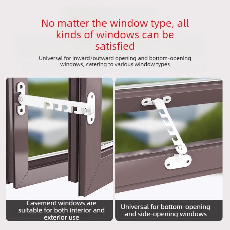 Black - Short - Aluminum Window Limiter, Wind Brace for Casement Window, Safety Window Latch β image 2