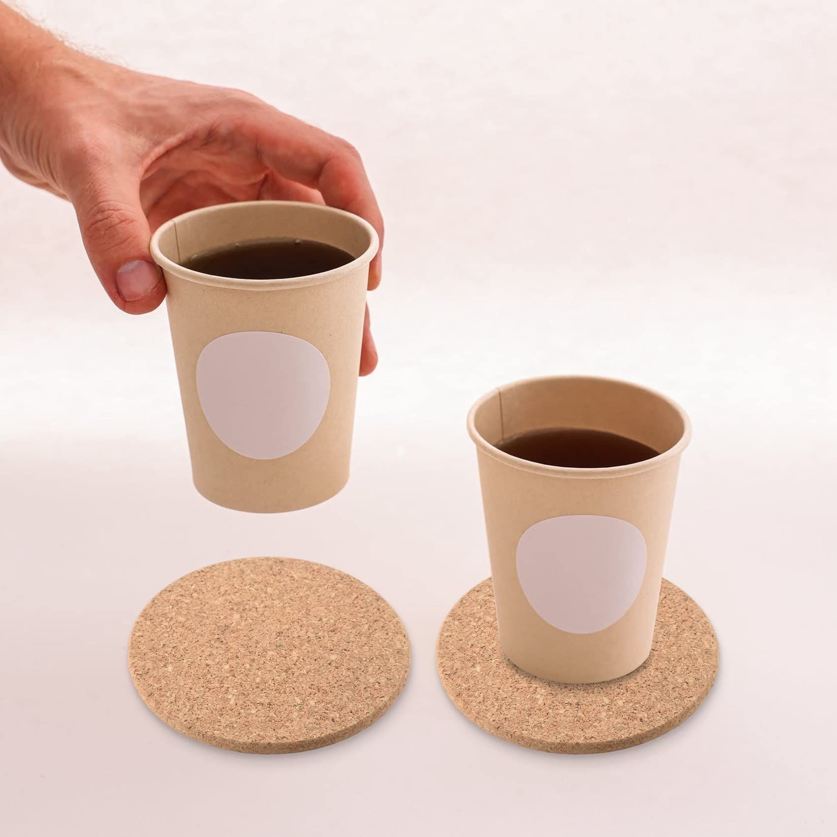 Set of 10 Cork Bar Drink Coasters - Absorbent and Reusable - 90mm, 5mm Thick Pack Round Cork Mats Cork Backing Sheets Reusable โ image 3