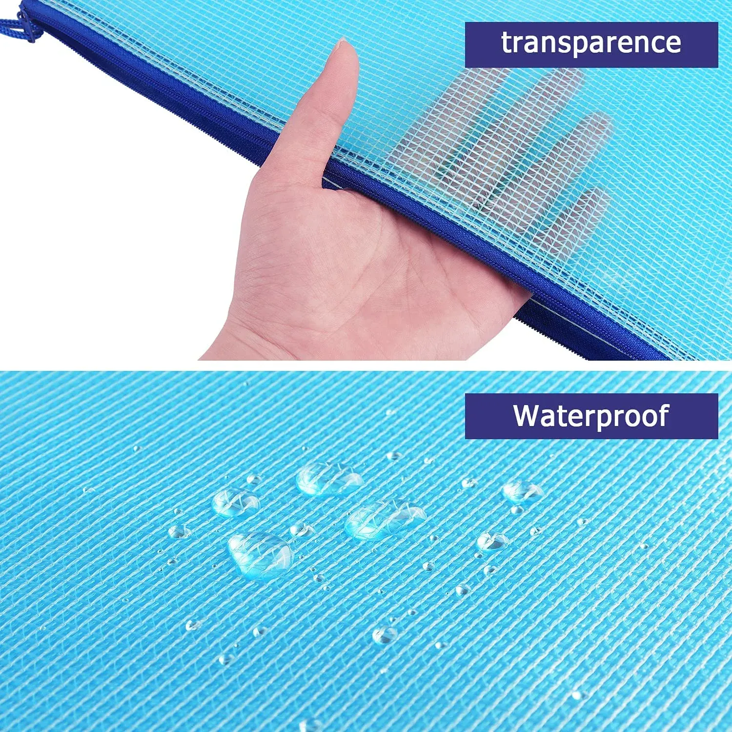 6 Pack Mesh Zipper Pouch Bags Waterproof Zip File Folders for Office Organization and Travel Storage Colorful, Waterproof Design โ image 4