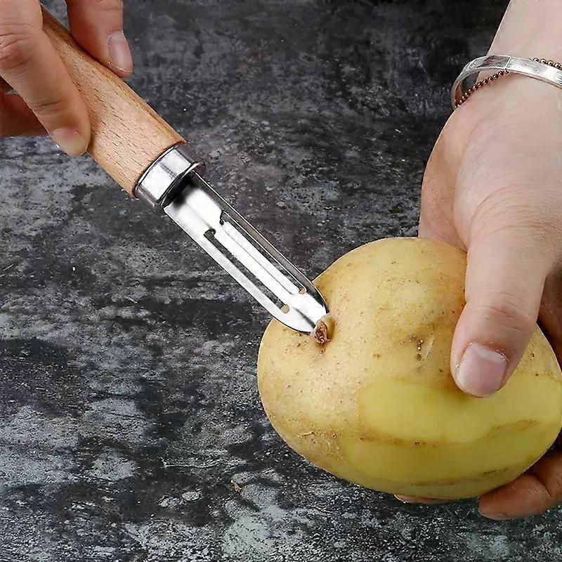 Stainless Steel Peeler with Wooden Handle - for Fruit & Vegetable (Tomato/Pear/Apple/Potato) โ image 4