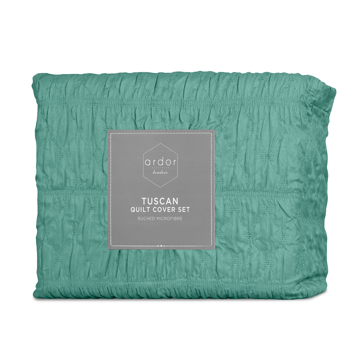 Ardor Tuscan Teal Ruched Quilt Cover Set Queen โ image 5