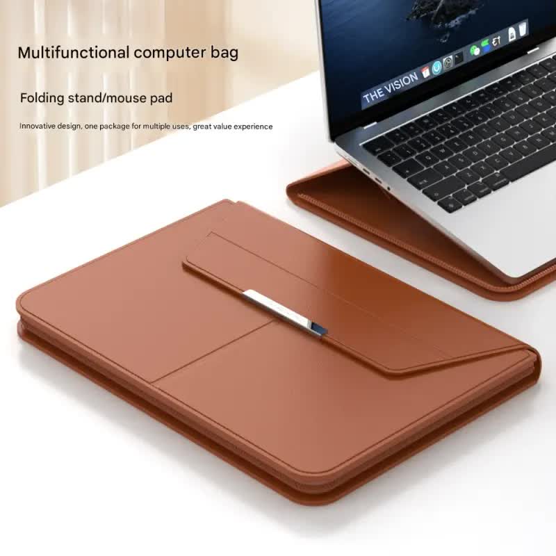 3-in-1 Detachable PU Leather Laptop Sleeve with Ergonomic Stand & Mouse Pad(black 13/14 inch) โ image 3