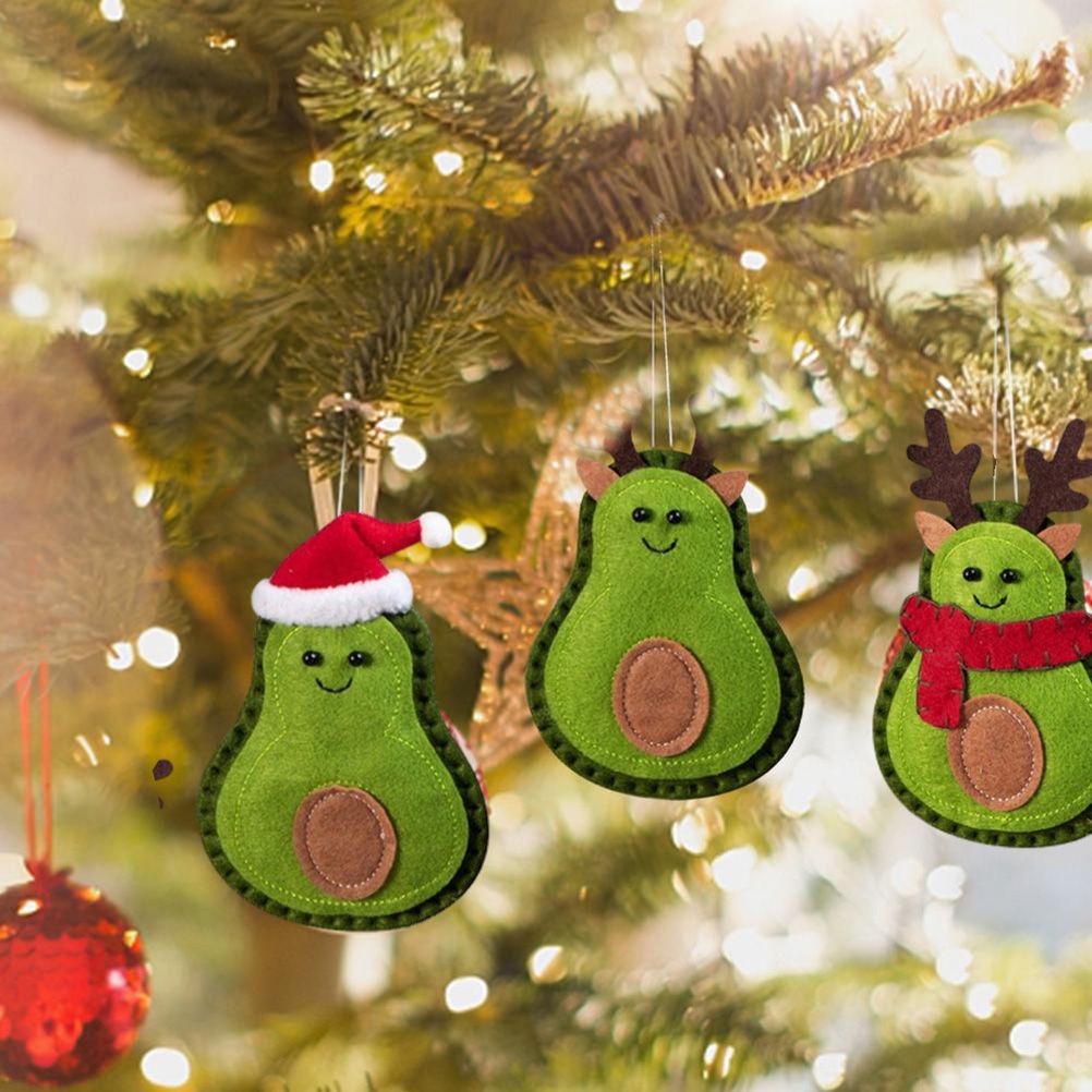 3Pcs Christmas Avocado Green Doll Pendant Christmas Tree Hanging Decoration For Home Door Window Felt Ornaments โ image 4