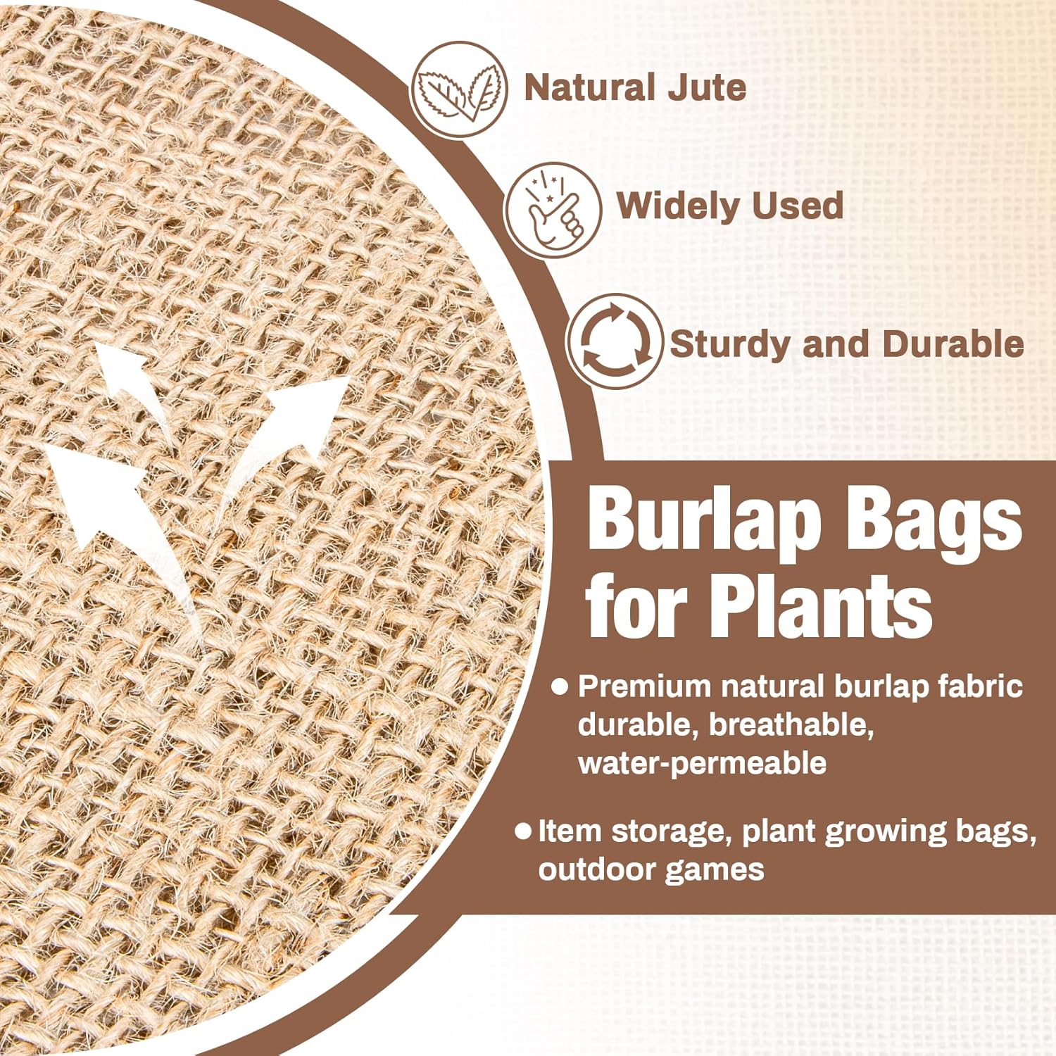 2 PCS Burlap Sack - 19.6" x 35" Burlap Bags for Plants High Density Natural Jute Bag of Potatoe Storage Plant Grow Bags with Rope Potato Sacks Race Bag โ image 3