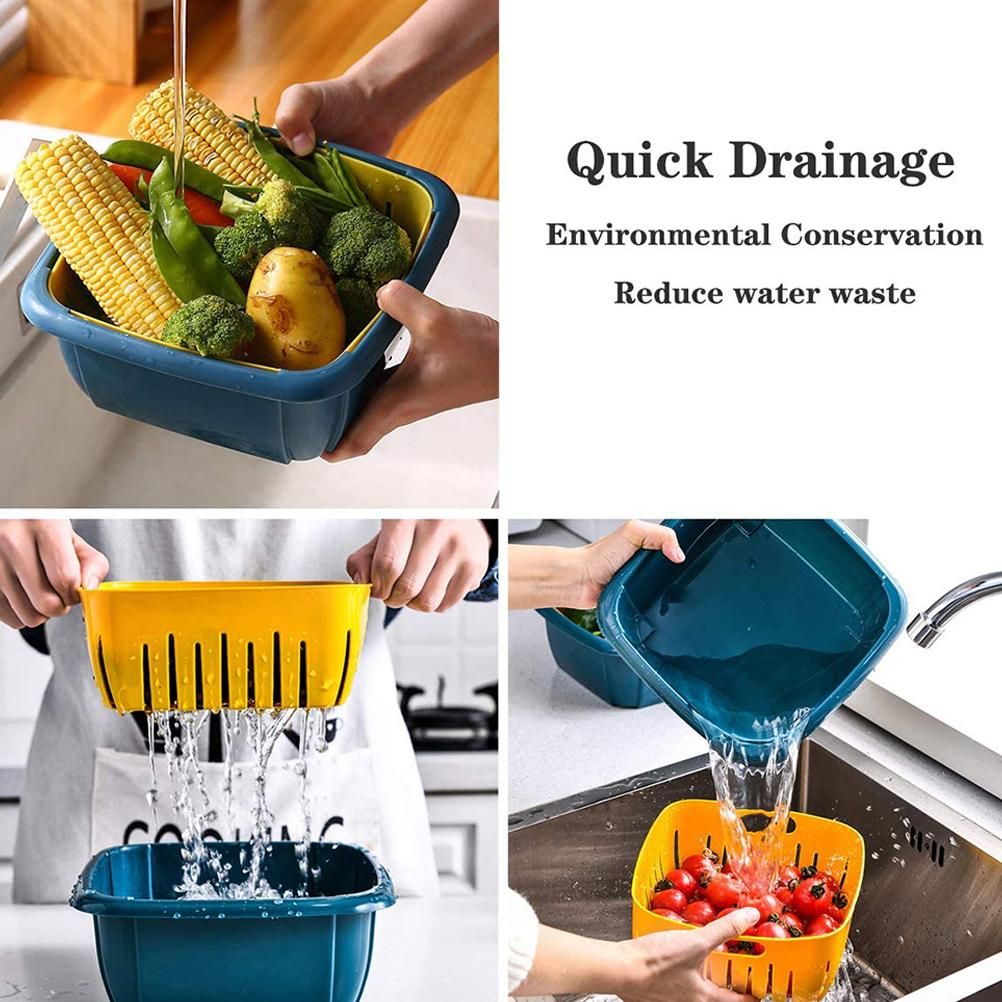 Kitchen Colander with Lid Household Double Layer Basket Multifunction Storage Containers for Fruits Vegetable โ image 5