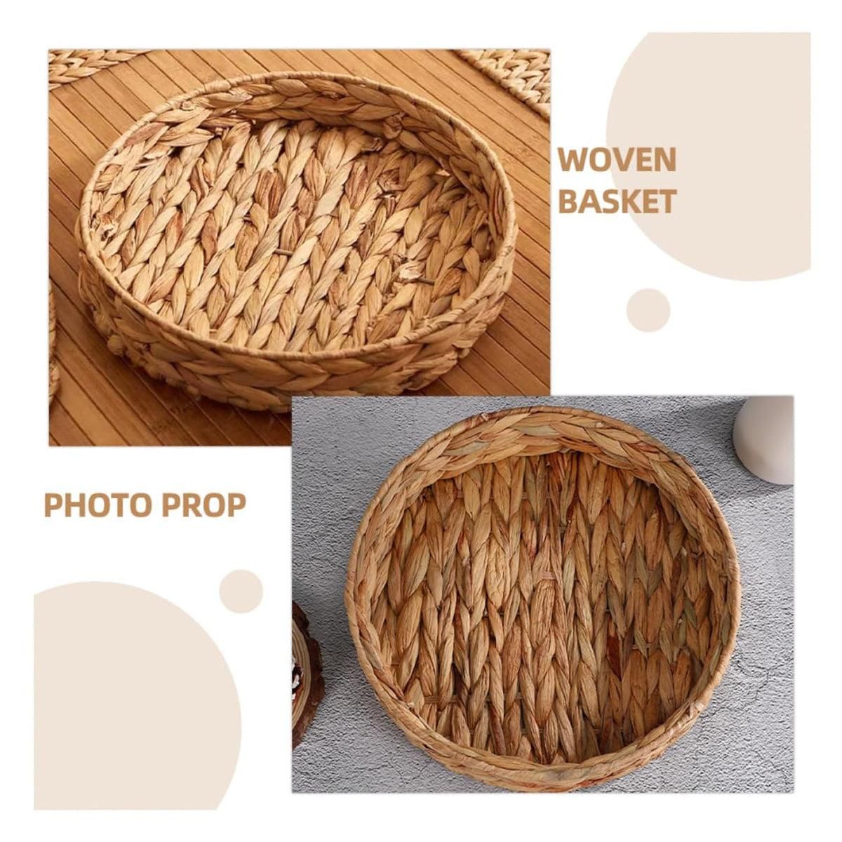 2pcs Rattan Fruit Tray Decorative Storage Trays Multipurpose Shelving Organizer - Circle โ image 6