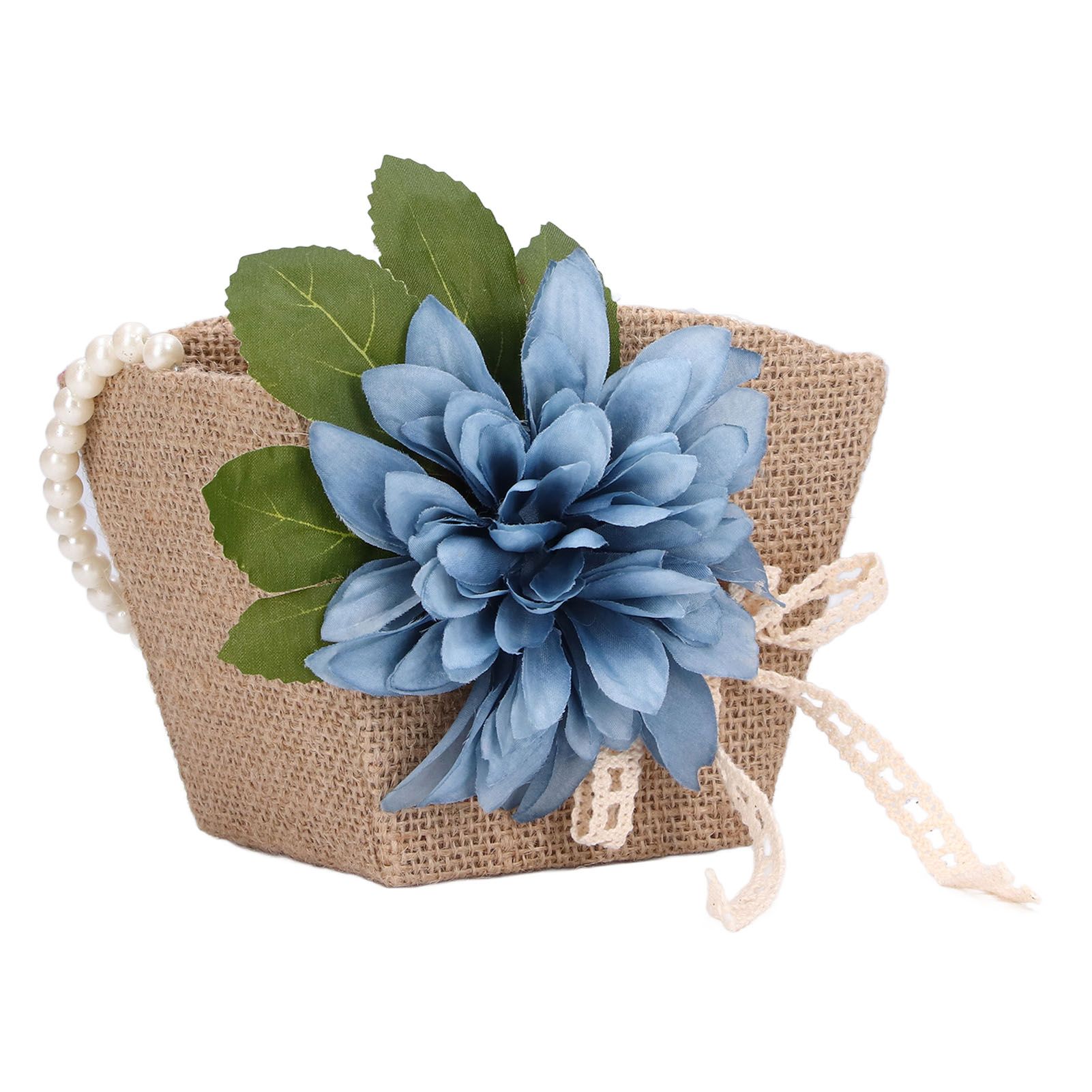Flower Girl Basket Retro Linen Lovely Appearance Pearl Handle Light Weight Pearl Portable Flower Basket for WeddingsNumber 1 โ image 3