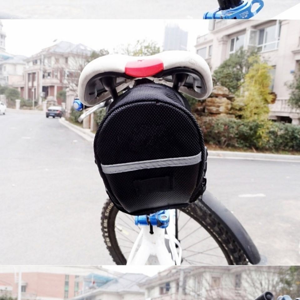 Bike Saddle Bag Under Seat Storage Pouch - Compact 600D Cycling Wedge Pack with Reflective Strip & Tail Light Loop - Quick Release Strap for MTB Road โ image 2