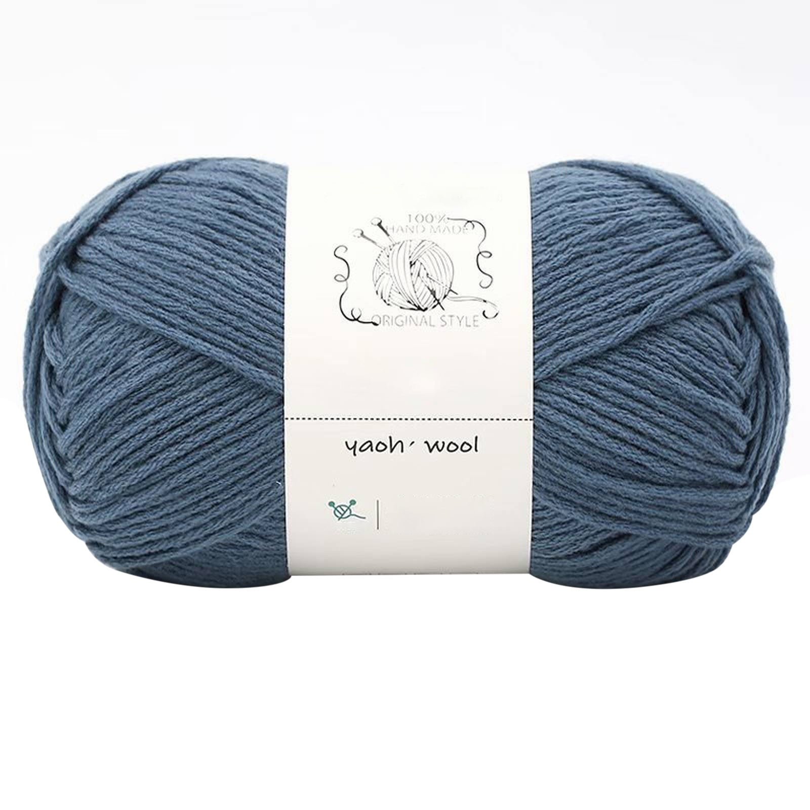 1 Pack 100 g Cotton Crochet Yarn, Soft Hand Knitting Yarn for Sweaters, Scarves, Cushions and DIY Crafts, Denim Blue