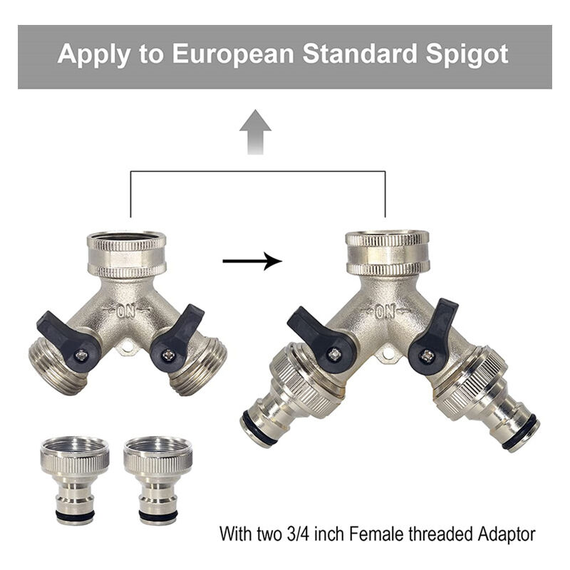 2-way Brass Hose Splitter with Quick Connect for 3/4/" โ image 3