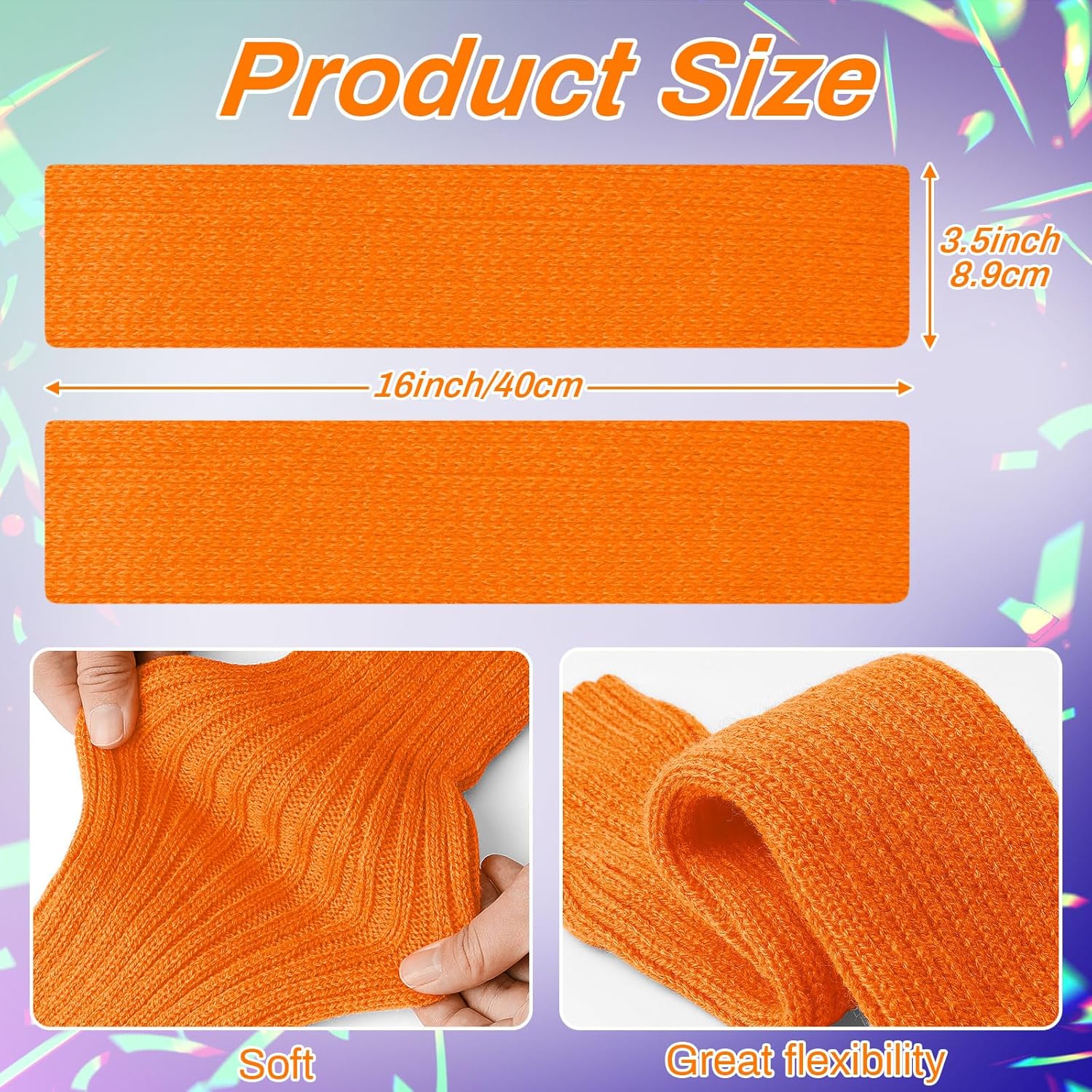 Petluno Elastic Neon Leg Warmers and Fingerless Gloves, 80s Set, Costume Accessory (Orange), Orange, One Size โ image 3