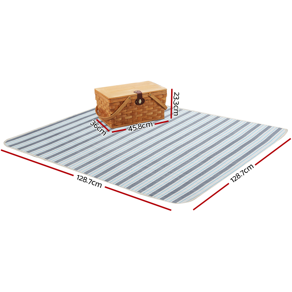 Alfresco 4 Person Picnic Basket Set Wooden Blanket Cooler Bag Outdoor Insulated — image 2