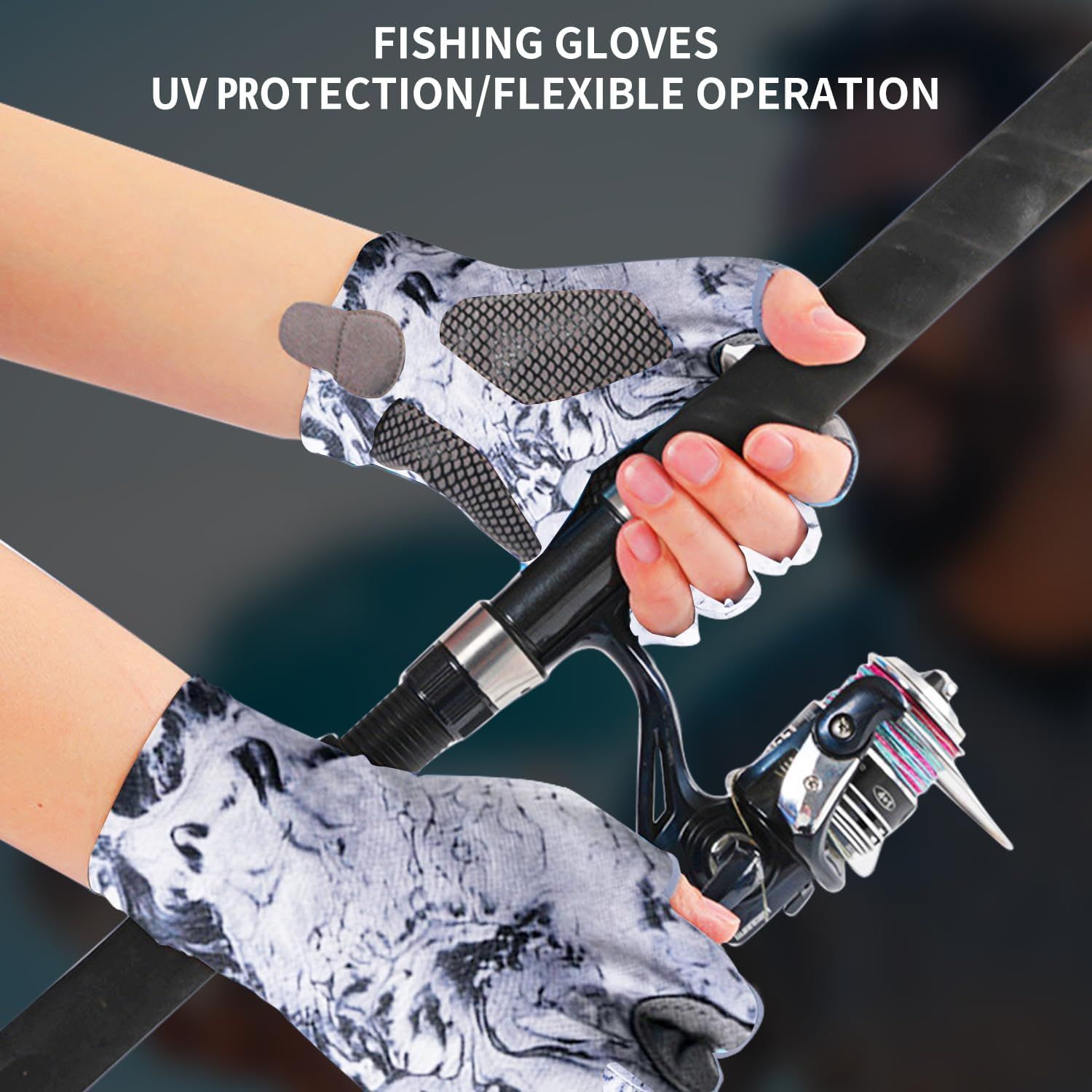 Sun Gloves Fishing Gloves, Fingerless Sun Protection UV Protection Fishing Gloves Men/Women for Kayaking, Hiking, Paddling, Driving(L) — image 2