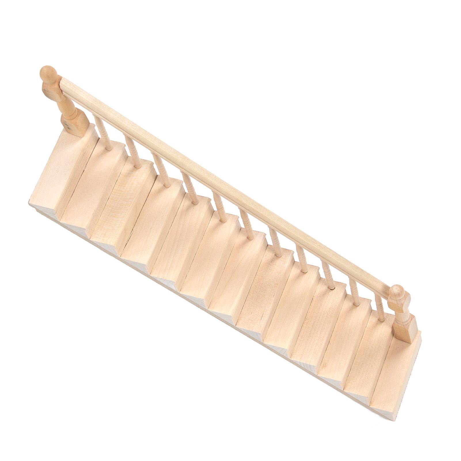 Doll House Stairs Glossy Rounded Corners Birch Material DIY Vivd Cute 1/12 Scale Miniature Staircase for CraftsRight โ image 4