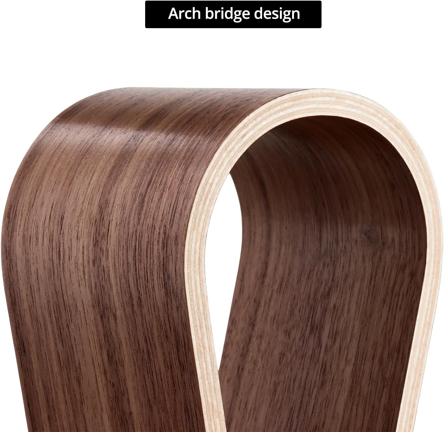 Wood Headphone Stand - Headset Holder, Arch Bridge Design - Universal Compatibility, Ear Headphones Hanger Holder, Stylish Desk Headset Holder for Headphones — image 3