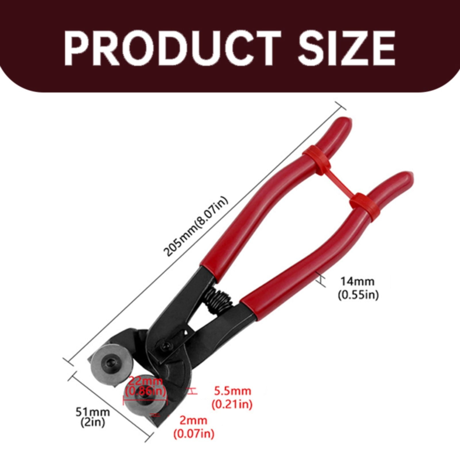 1 Piece Glass Tile Nippers, Wheeled Mosaic Cutter with Soft Rubber Handle for Stained Glass Ceramic Tile and Crafts, Red, 8.07 × 2.0 inches — image 3