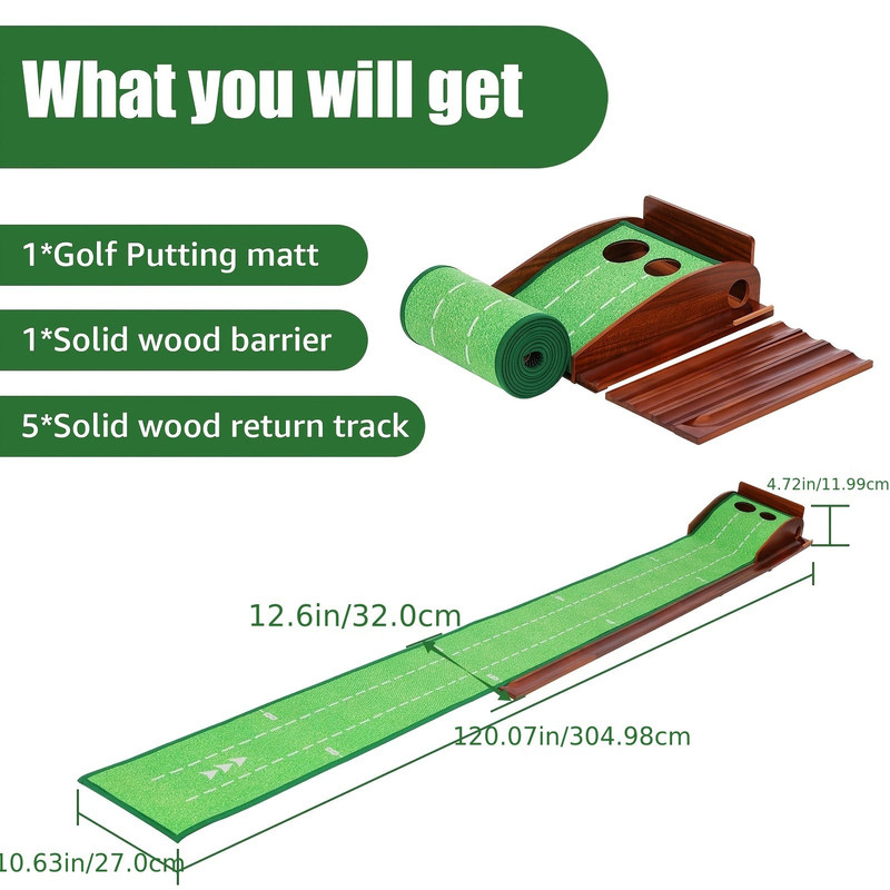 Golf Putting Mat with 2-Hole Training Design — image 2
