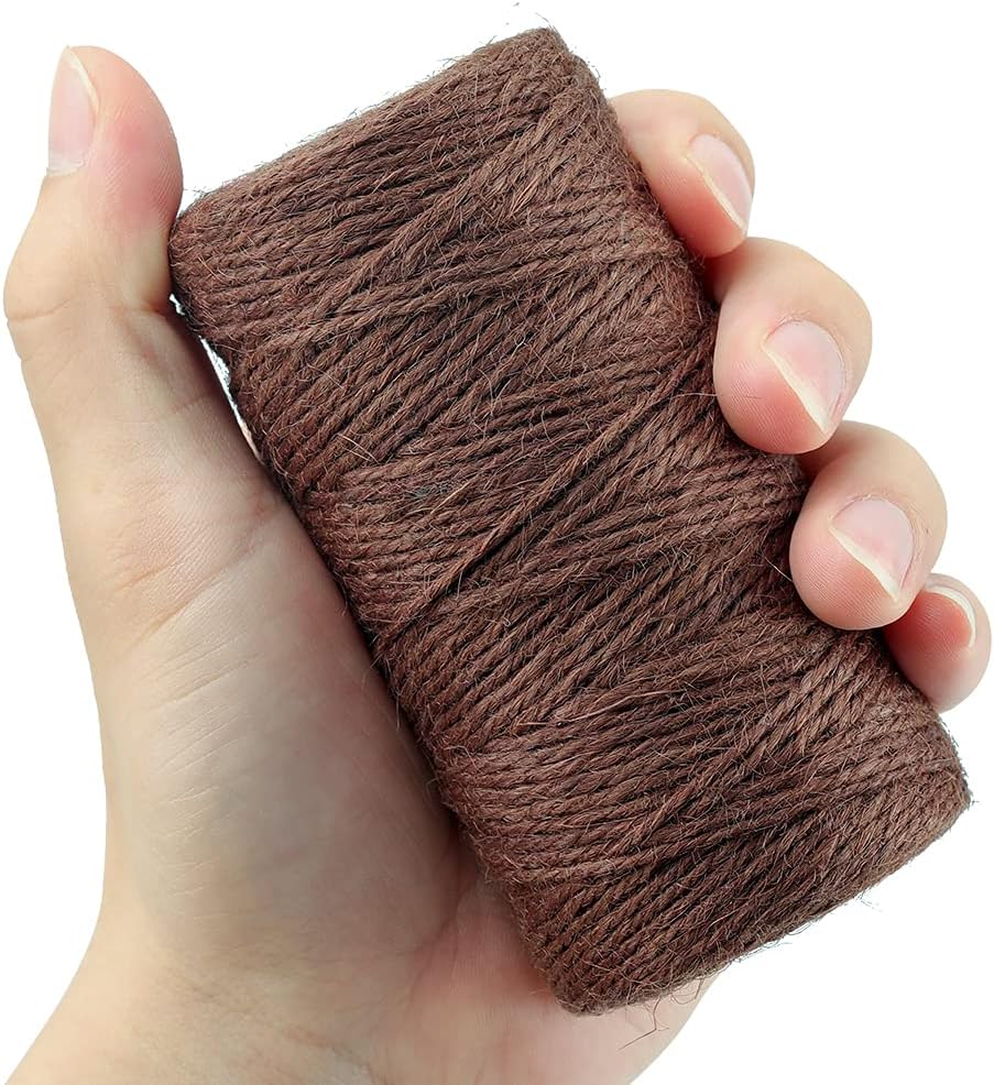 Jute String 328 Feet, 2mm Colored Natural Hemp Twine for Gift Wrapping, 3-Ply Brown for Climbing Plant, Garden Craft, DIY Christmas Handmade Arts, Gift — image 3