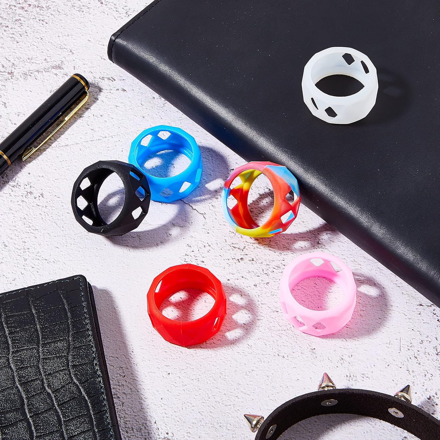 Amylove 6 Pieces Silicone Anti Slip Ring Non Skid Band Ring Soft Protection Sleeve 25 x 17 mm โ image 2