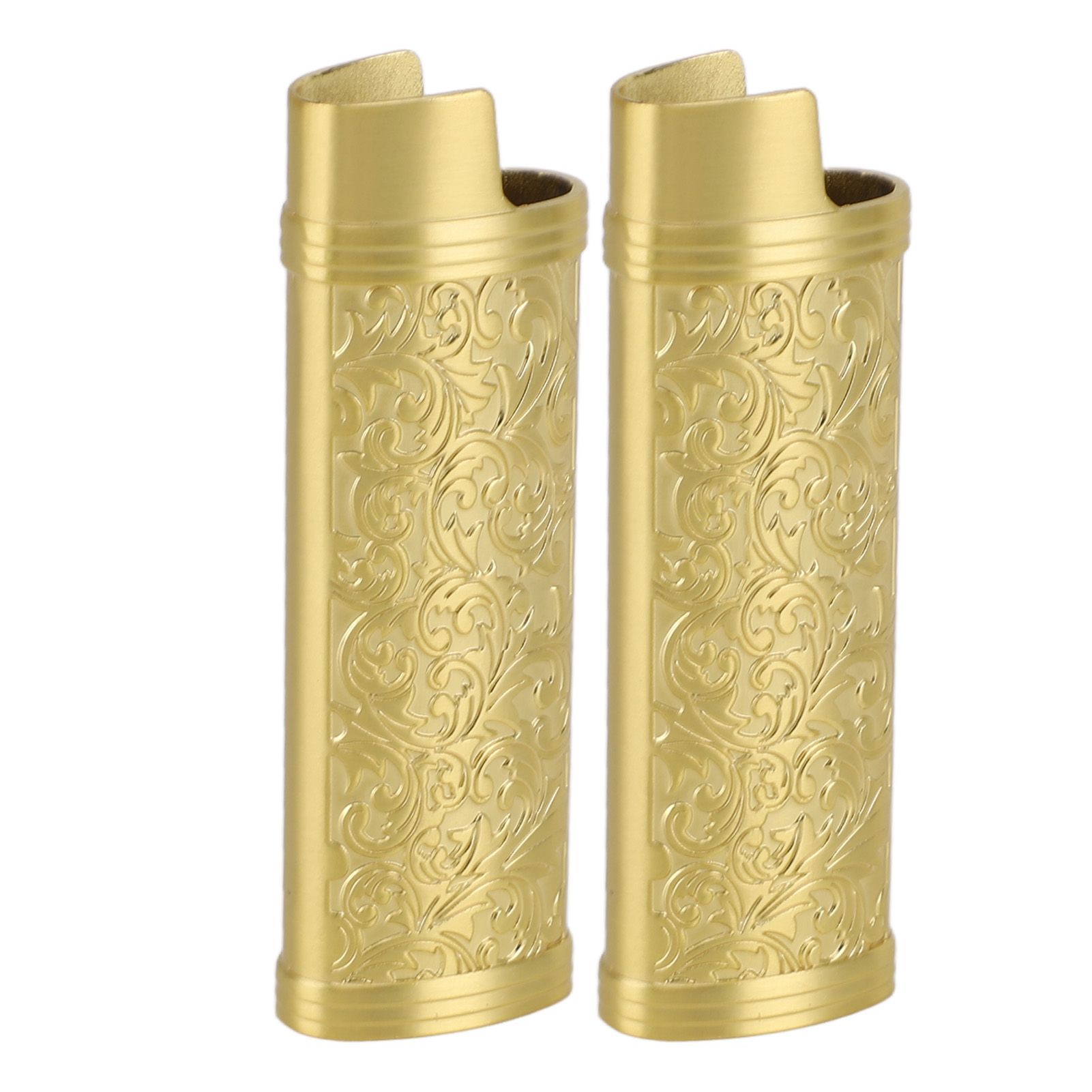 2PCS Lighter Case Cover Vintage Style Floral Stamped Zinc Alloy Shell for Lighter Protection Gold โ image 2