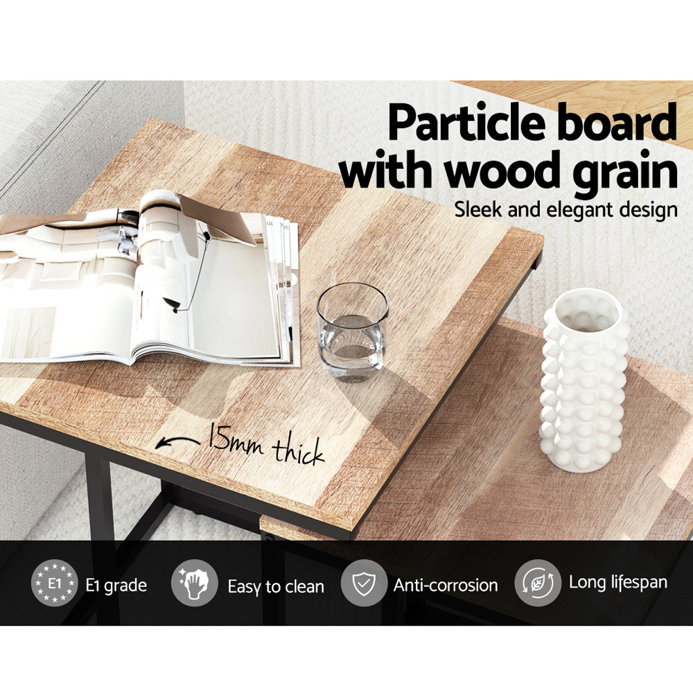 Artiss Nesting Coffee Table Sef of 2 Walnut Brok โ image 6