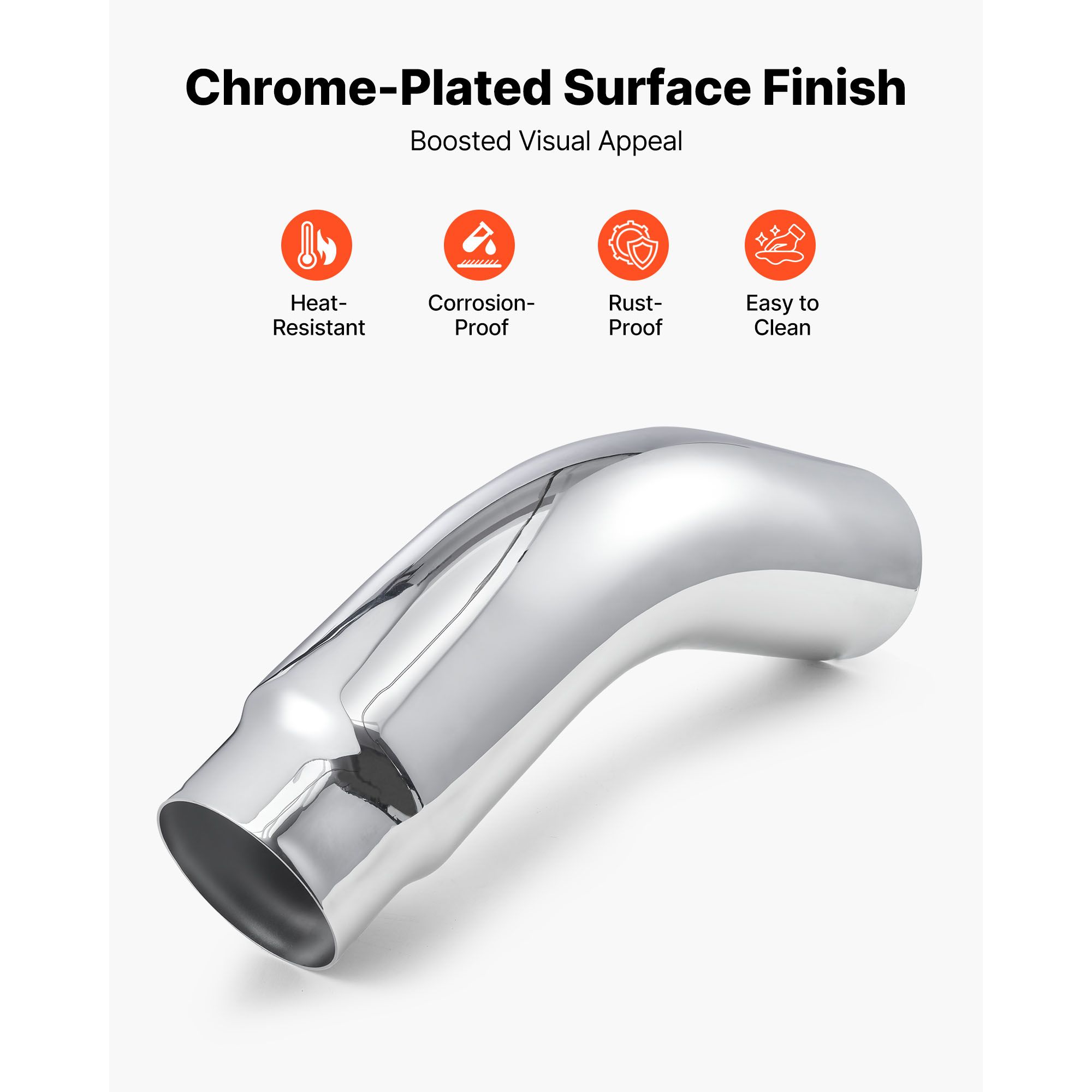 Elbow Exhaust Tip, 127mm Inlet, 152.4mm Outlet, 584mm Overall Length, Chrome Turn Down Exhaust Tip with Clamp for Truck, Sedan, Sports Car, SUV, Chrome — image 4