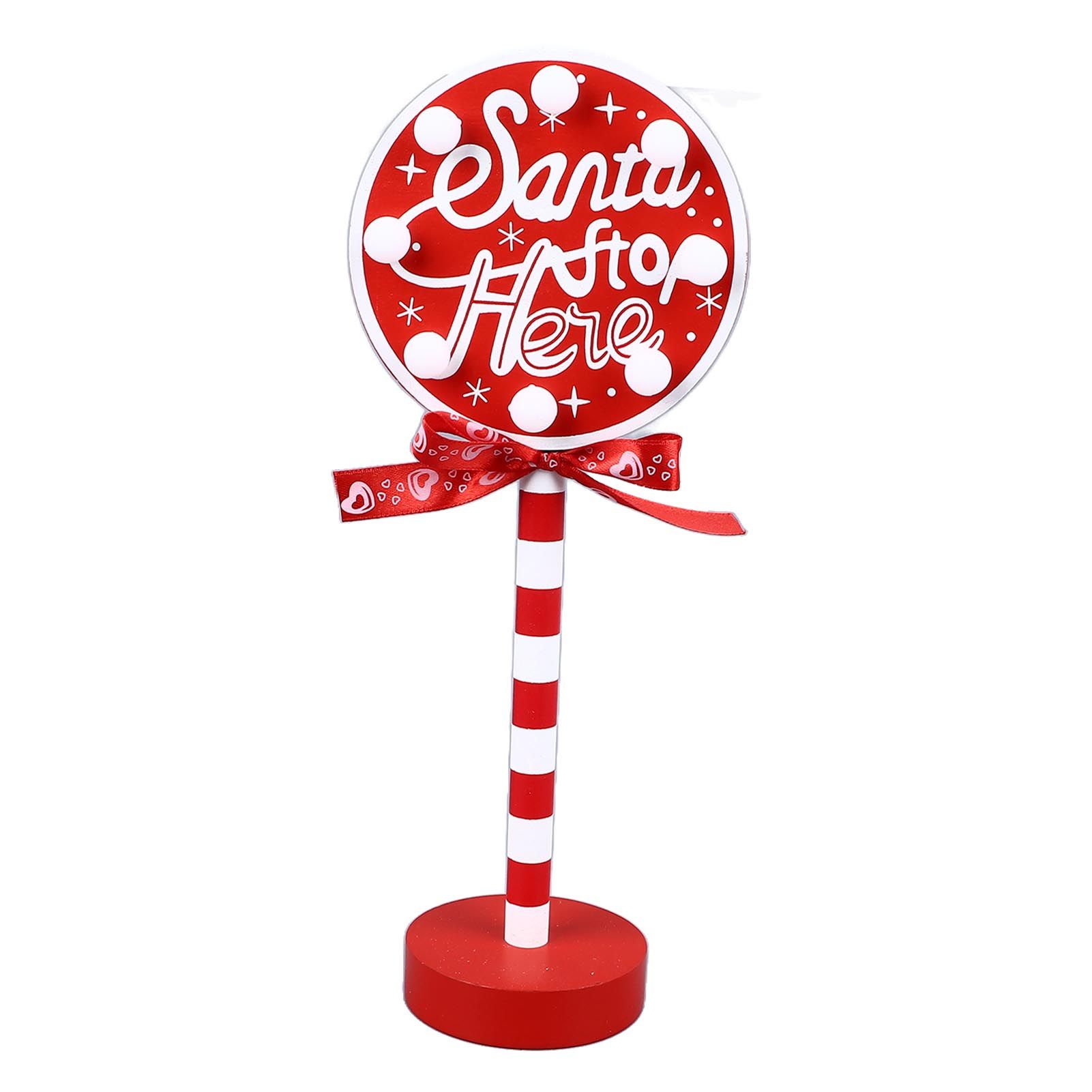 Christmas Stop Here Decor Metal Solid Wood LED Delicate Santa Stop Here Tree Topper for Christmas Party Round 12 × 8 × 30.5cm