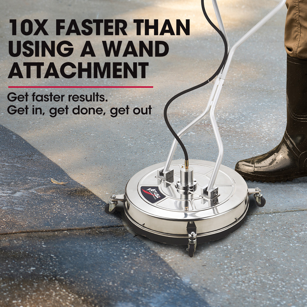 Jet-USA 24" Stainless Steel Pressure Washer Surface Cleaner, 3/8" Fitting, with Yoke Handlebar, For Concrete Driveway Patio Floor — image 2
