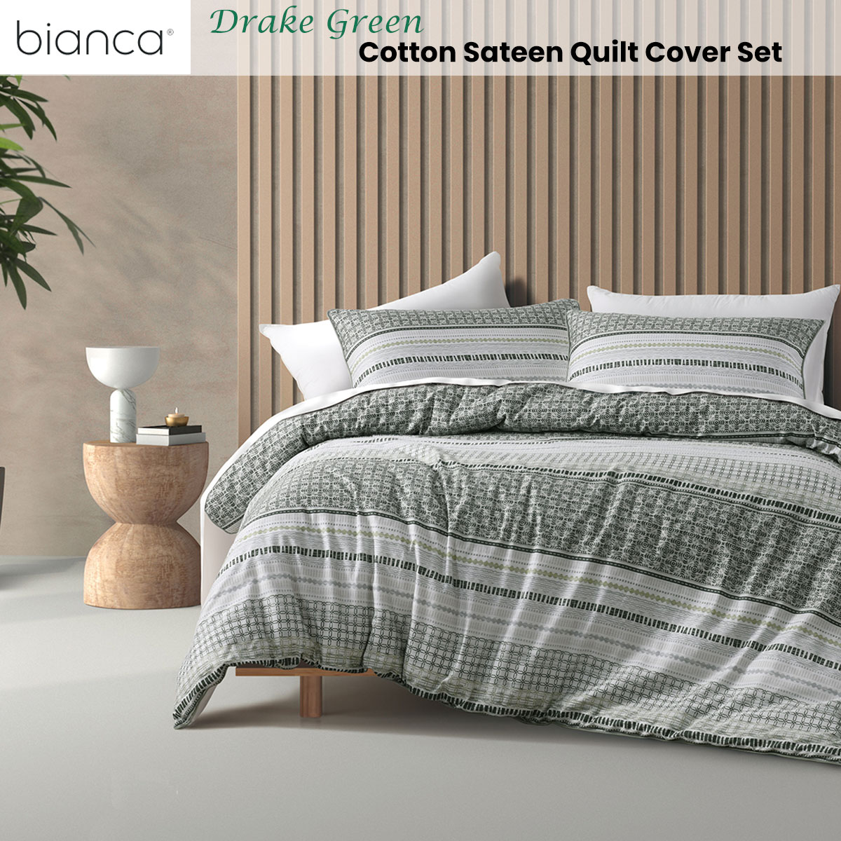 Bianca Drake Green Cotton Sateen Quilt Cover Set King — image 2