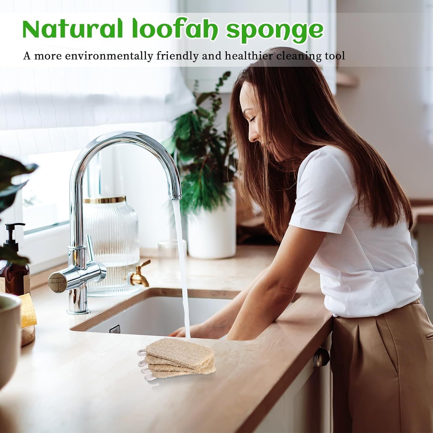 10 PCS Natural Sponges for Dishes, Loofah Dish Sponge for Kitchen Compostable Natural Loofah Sponges — image 5