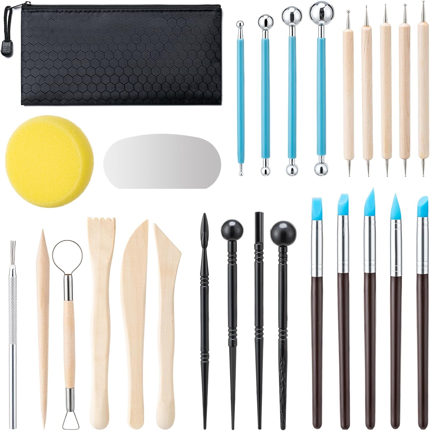 Clay Tools Kit, 27 PCS Pottery Tools, Practical Polymer Clay Sculpting Tools Kit, Air Dry Clay Tools Set for Adults, Pottery Craft, Dotting, Carving, Drawing