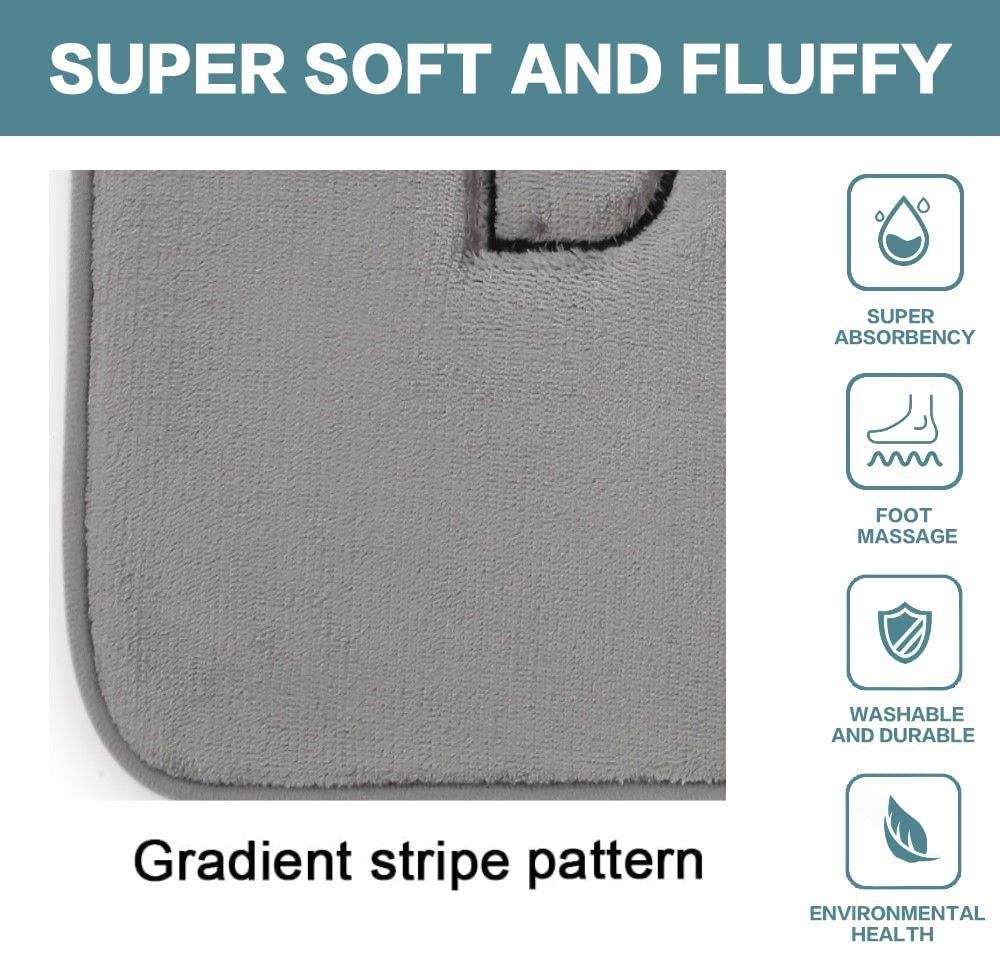 Extra Thick Memory Foam & Super Comfort Bath Rug Mat for Bathroom (60 × 40 cm, Grey) — image 4