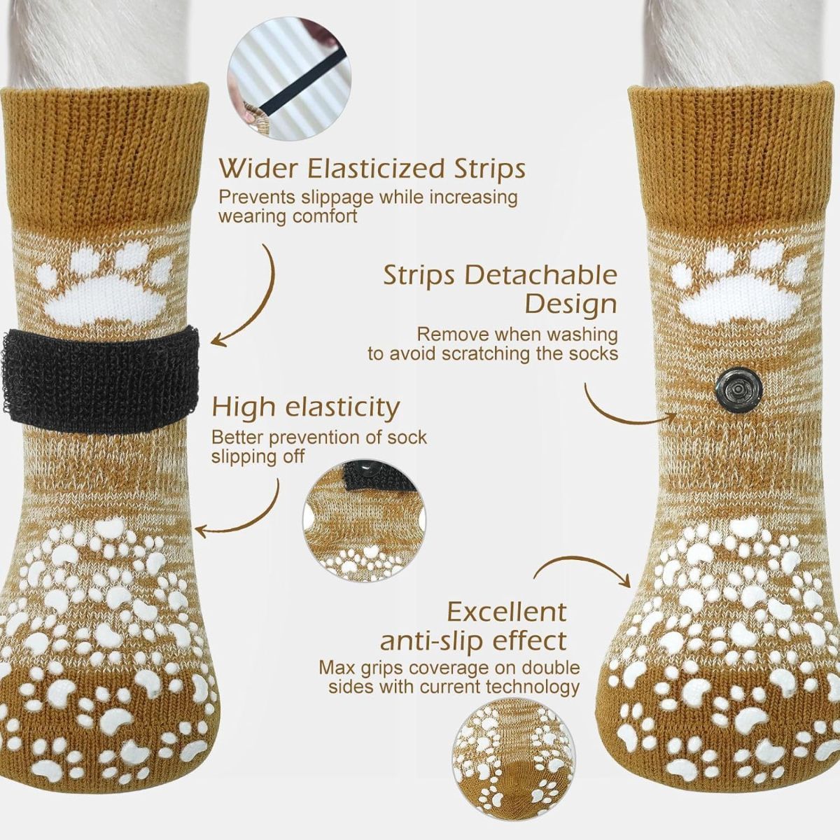 Anti Slip Dog Socks to Prevent Licking Paws, Dog Shoes for Hot Pavement, Dog Booties for Small Medium Large Senior Dogs, Traction Control Boots & Paw — image 3