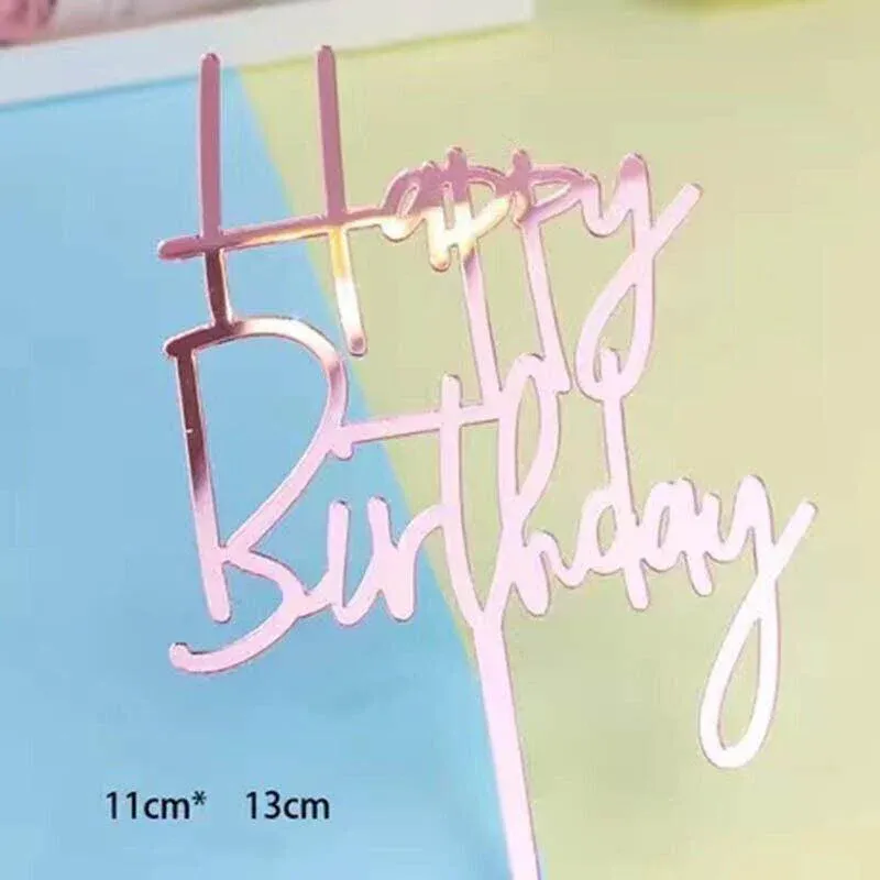 Happy Birthday Acrylic Cake Topper Cake Decoration Golden Silver Party - Colourful-Star — image 5