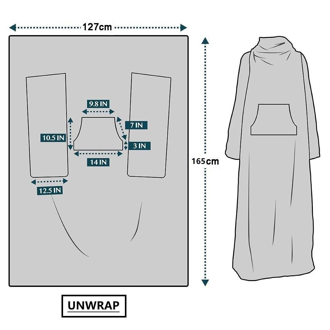 Sleeved Blanket Hoodie Flannel Sherpa TV Blanket Navy Blue — image 2