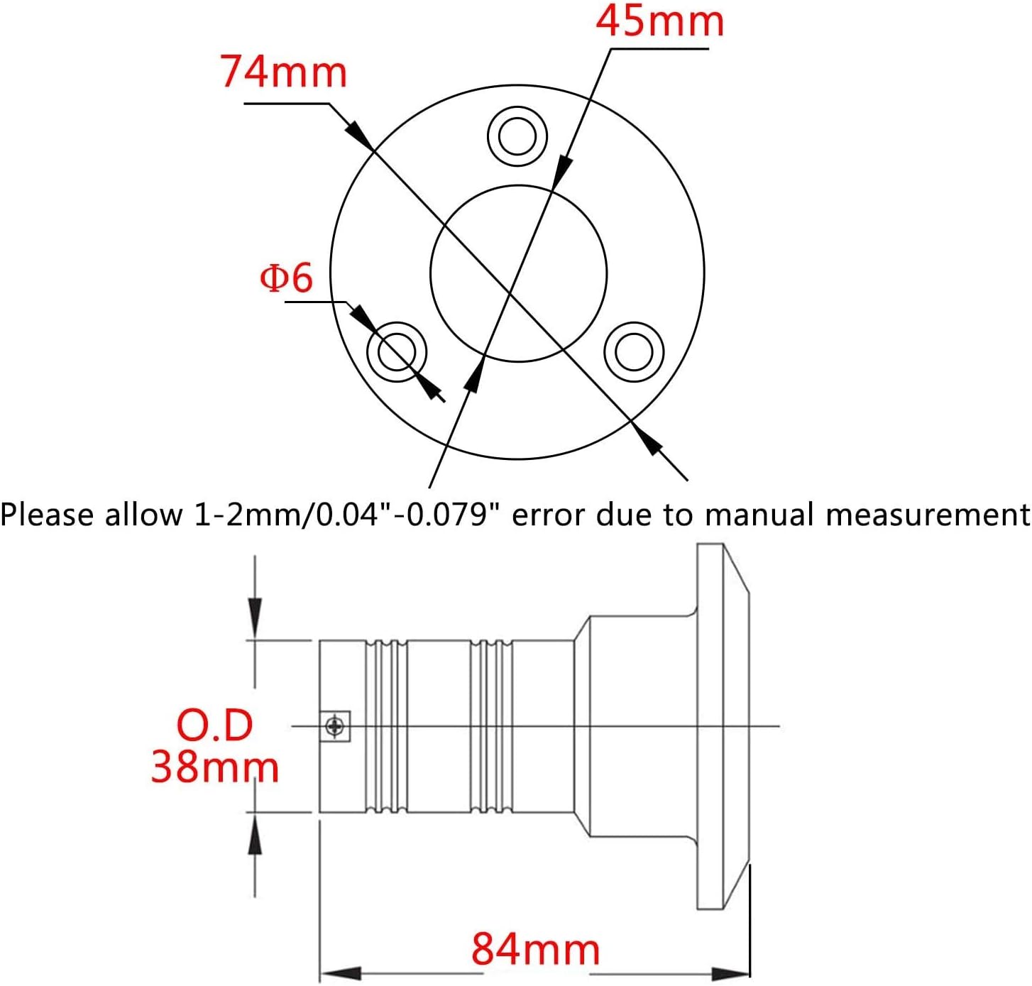1-1/2"(38mm) Boat Gas/Fuel/Diesel/Water/Waste Deck Fill/Filler with Keyless Cap 1-1/2" Marine Mirror- Polished 316 Stainless Steel Hardware for Yacht Caravan — image 2