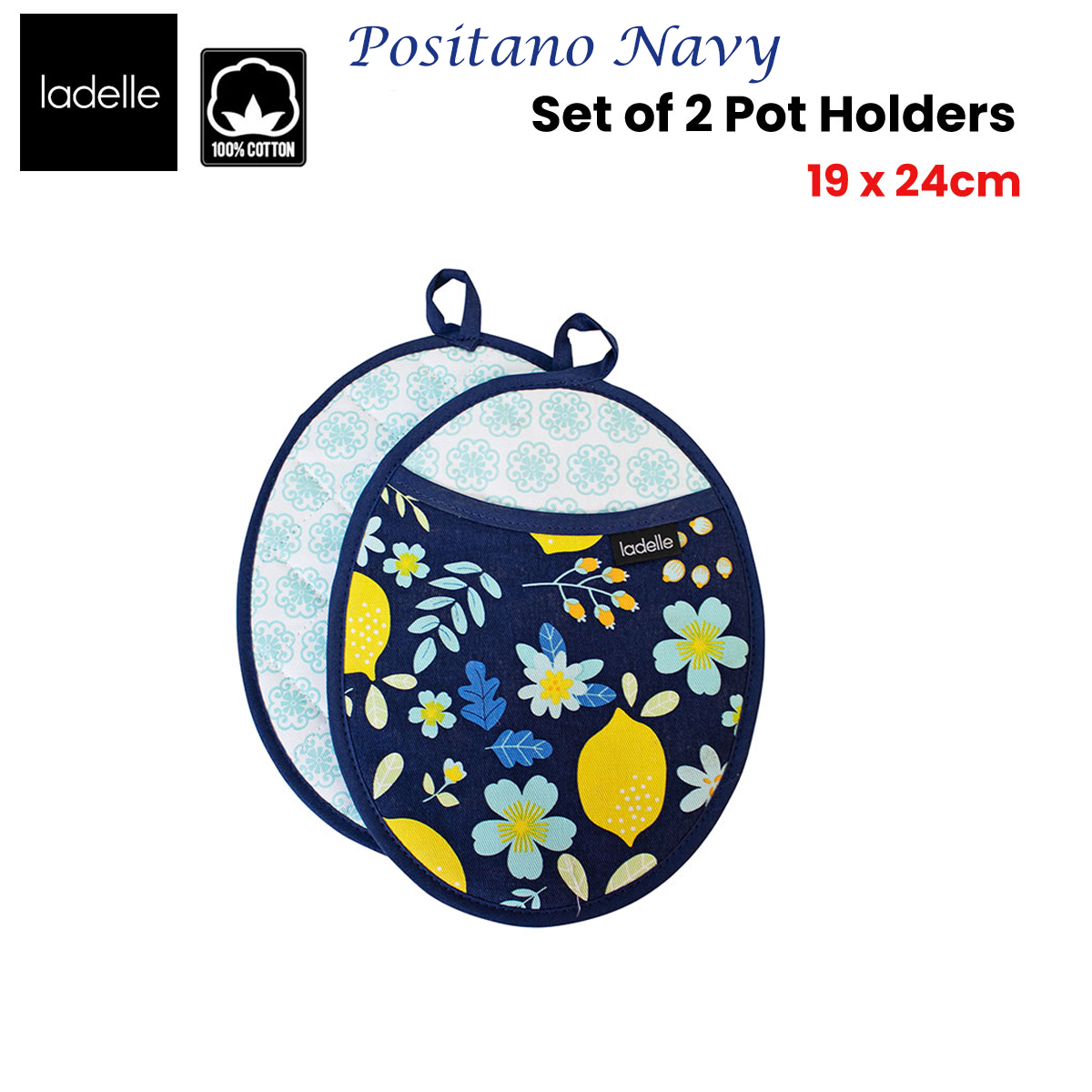 Ladelle Positano Navy Set of 2 Pot Holders 19 × 24 cm — image 2