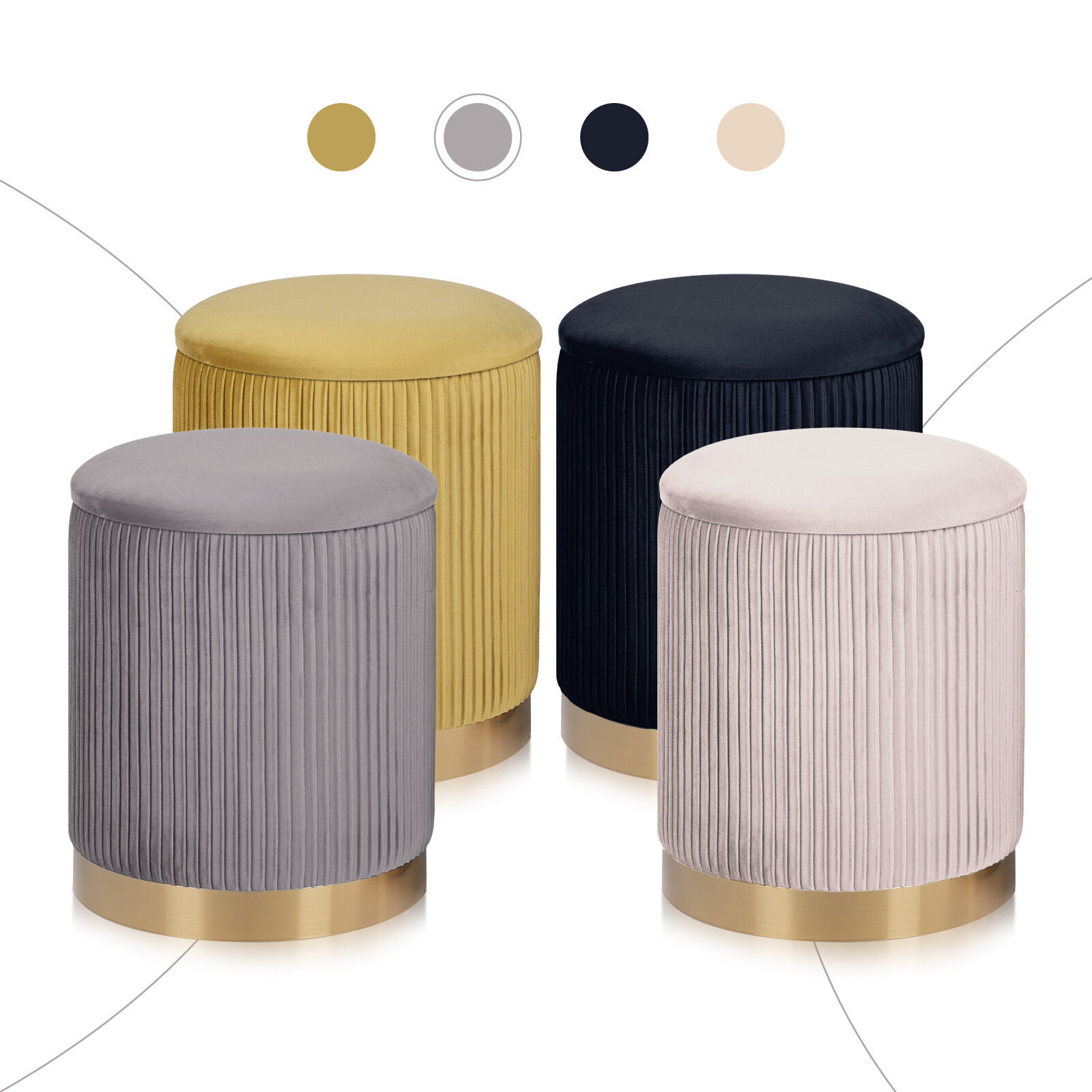 2X Side Table Storage Ottoman - Velvet Stool MIRA Grey โ image 4