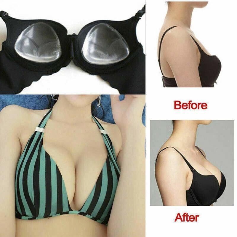 Triangle Push-Up Silicone Bra Inserts Breasts Pad Bikini Bra Cleavage Enhancers - Beige-Big — image 3