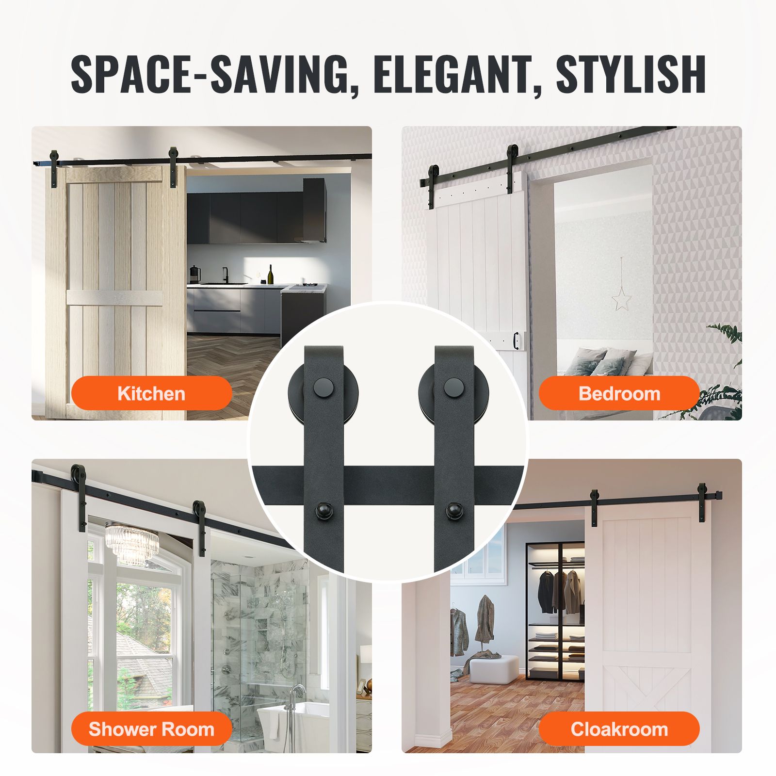 8FT Sliding Barn Door Hardware Closet Track Kit for Single Door J Hanger — image 6