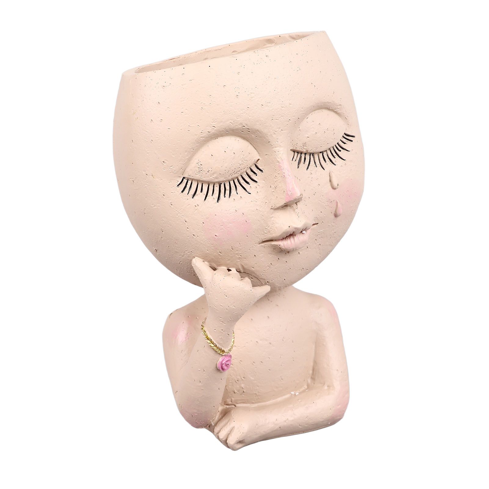Face Planter Pots Resin Home Head Planter Face Flower Pot Head Planter for Indoor Outdoor Plants with Drainage Hole — image 3