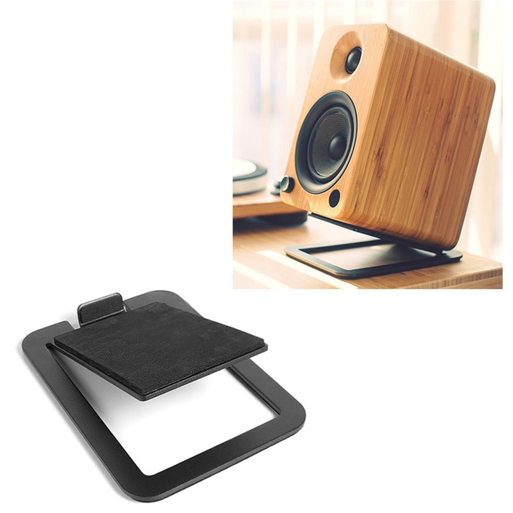 Tilted Desktop Speaker Stands for Medium Bookshelf Speakers & Mid-Studio Monitors | Damping Foam Padding | Pair | Black — image 2