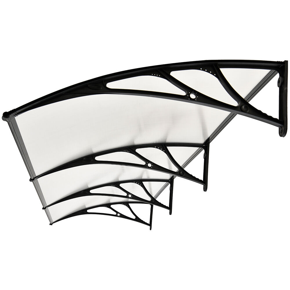 SHADE SHIELD 3 × 1m Aluminium Exterior Awning, Black DIY External UV Rain Protection Clear Polycarbonate Canopy Cover — image 3