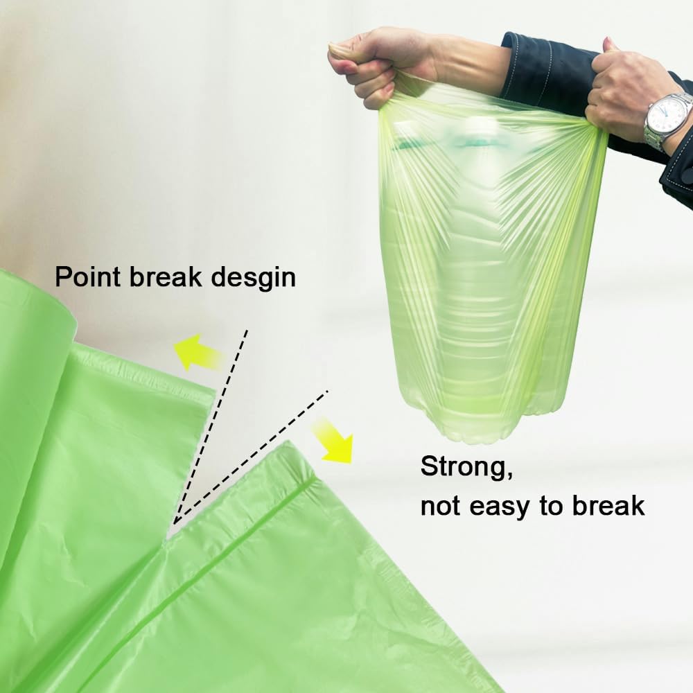 Small biodegradable garbage bags (100 pieces) - 10 litre food waste bags - compostable garbage bags - recyclable garbage bags for kitchen and office - green — image 3