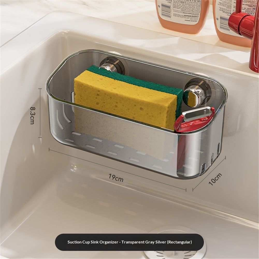 Plastic lock suction wall storage basket storage box for bathroom showers, bathtubs, and mirrors - transparent(grey) โ image 5